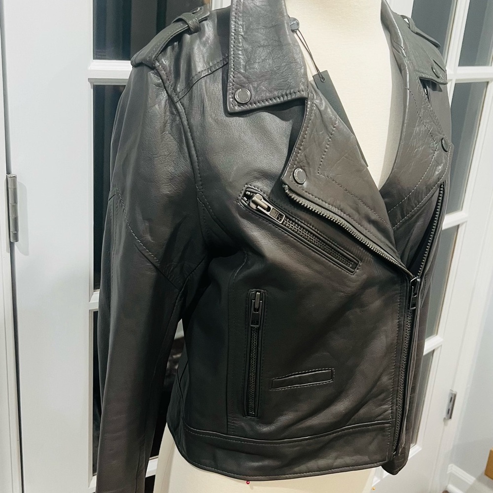 BLANK NYC Charcoal Grey Lambskin Leather Jacket